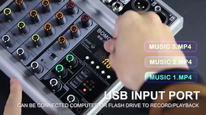 BOMGE Audio Mixer, Sound Board Mixing Console with 5 Channel Digital USB Bluetooth Echo Delay Effect, 48V Phantom Power Stereo DJ Mixers for Recording, Live Streaming, Podcasting (BM-05 5 canales)