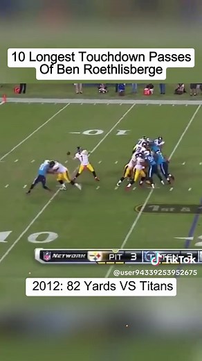 Top 10 Longest Touchdown Passes of Ben Roethlisberger