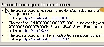 Specified LSN for repldone log scan occurs before current start error
