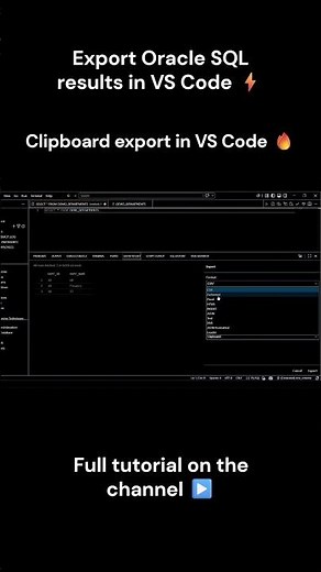 Export Oracle SQL Results in VS Code (CSV + Clipboard) ⚡ #oracleapex #oraclesql #vscode #oracle