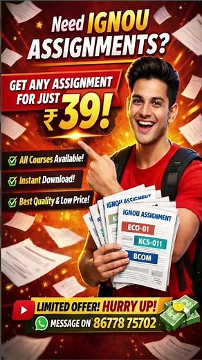 IGNOU Assignments Just ₹39 😱 | All Courses | Instant Download 🔥