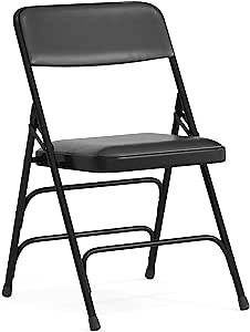Flash Furniture HERCULES Series Curved Triple Braced & Double Hinged Black Vinyl Metal Folding Chair