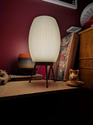 Mid Century Modern Lamp - Rechargeable, Remote Control, Colour Changing - Etsy UK