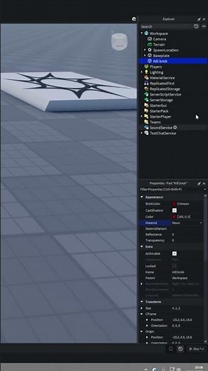 How to make a kill brick [ tutorial ] #tutorial #roblox #robloxstudio #shorts
