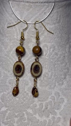 Handmade Brown and Gold Dangle Earrings - Etsy