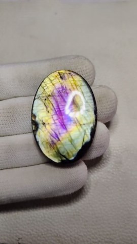 Multi Purple Flash spectrolite Labradorite Cabochon: Oval Gemstone for Jewelry Making (47x33x7mm, 102crt)