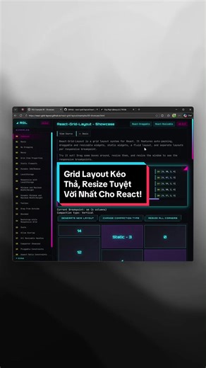 Grid Layout Kéo Thả và Resize Tùy Ý Cho React