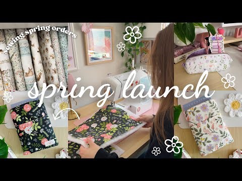 Creating & Packing New Collection 🌷 sewing products, making stickers, & packing shop orders