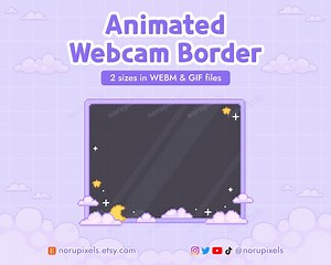 Kawaii Animated Webcam Border for Twitch Stream | Purple Moon Animated Webcam Border | Stream Webcam Frame Overlay - Etsy