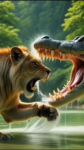 👉 Pani Mein Lion vs Alligator 😱 Sabse Khatarnak Fight🥵🥵