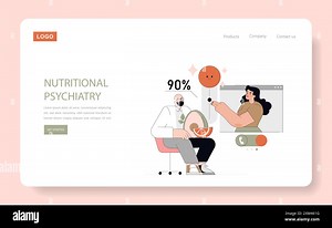 Nutrition and Mental Health concept. Doctor explaining how diet impacts mood, with infographic and patient video call. Diet wellness connection. Vector illustration Stock Vector Image & Art - Alamy