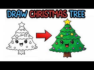 Draw Christmas Tree 🎄 Cute And Easy Coloring | Step By Step For Kids