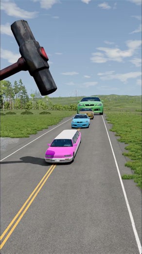 Colorful Small to Giant Cars vs Hammer #crashdrive #beamng #beamngdrive