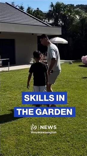 Cristiano Ronaldo teaches football skills to his son