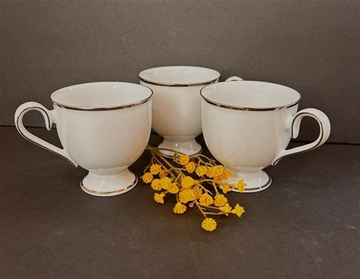 Noritake Tea Cups, Silverdale Pattern, RC Ireland, Set of Three