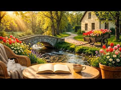 Quiet Spring Countryside Morning 🌷☀️ Flowing Stream Sounds for Relaxation