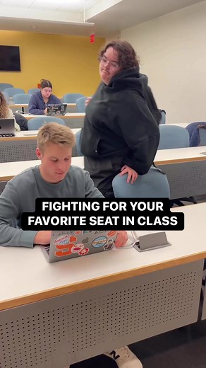 6.6K views · 162 reactions | how far would you go for your favorite seat? #collegelife #collegestudent #lecture #enemiestolovers #rival | American High | Facebook