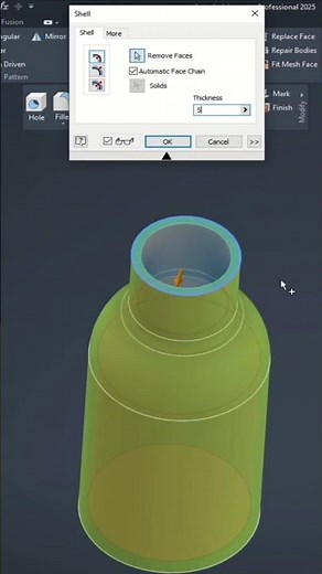 "shell" Feature in Autodesk Inventor #inventor2025 #smmartdraftsman #shell