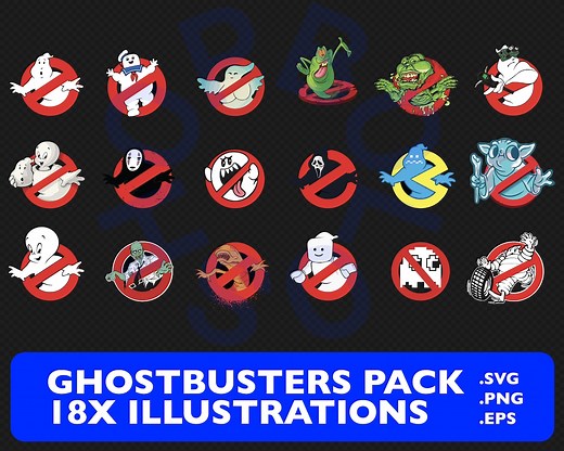 Ghostbusters Logo 18 Version Pack 80s Collection Svg Png PDF Eps, Cricut Printable Download Transparent 1984 Kids Adventure Movie Film - Etsy