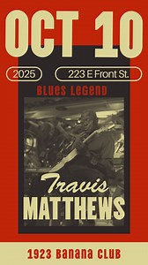 Join us this Friday on October 10 for the Texarkana Blues Legend, Travis Matthews & Company! This musician used to play with Tina Turner and BB King. You will not regret stepping out to listen to this legend perform at The Banana Club! Located at 223 E Front in Downtown Texarkana #texarkana | 1923 Banana Club