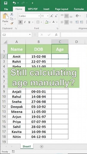 Auto Age Calculator 😱 | Excel Trick (Dynamic)