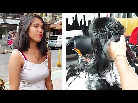 Adorable model can't see what happens!