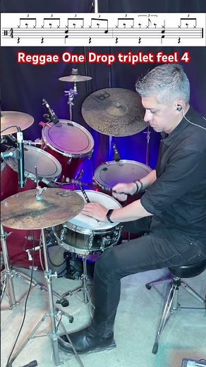 Reggae One Drop triplet feel drum Rhythm Variation 4 #drums #reggae #drumming