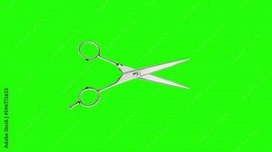 Scissors opens and closes on green chromakey background