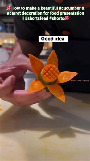 How to make a beautiful #cucumber & #carrot decoration for food presentation || #shortsfeed #shorts