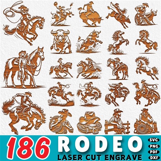 Rodeo SVG Bundle: Cowboy Silhouettes, Laser Cut Files (digital Download - Etsy