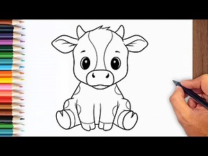 How to draw Baby Cow step by step - Cute Cow Drawing Ideas