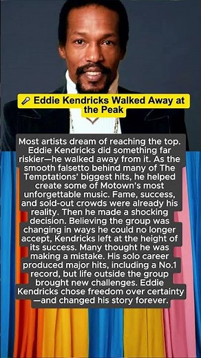 🎤 Eddie Kendricks Walked Away at the Peak