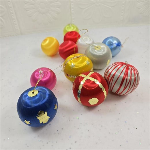 Retro 1980s Christmas Tree Decorations Rainbow Pink and Orange Silk Baubles Xmas Balls Assorted - Etsy