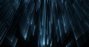 Angular blue lights converging, symbolizing focused energy or data processing. 3D render, 4K loop