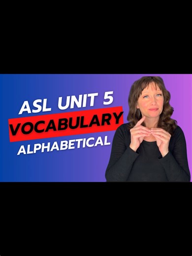 Unit 5 Vocabulary Alphabetical Title ASL Unit 5 Vocabulary Alphabetical | Full Sign List A–Z Practice Description Review all Unit 5 vocabulary organized alphabetically for receptive practice and reinforcement. This format helps learners locate specific signs and strengthen recognition across categories. Use this video for review, spaced repetition, and quick lookup. Part of the full ASL curriculum Units 1–15. #aslinteracitive #asl #learnasl #aslvocabulary #signlanguage