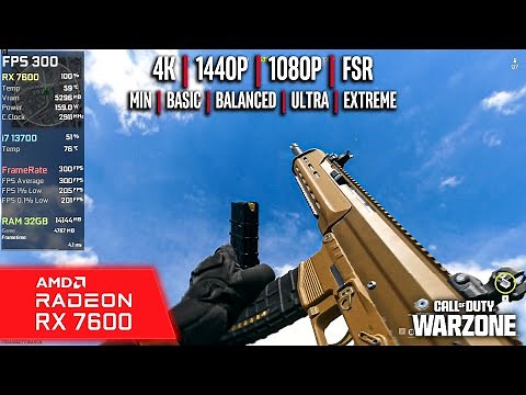 RX 7600 | COD : Warzone 3 - 1080p, 1440p, 4K - Min, Basic, Balanced, Ultra, Extreme, FSR