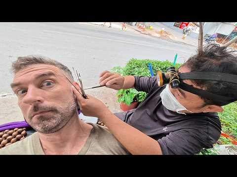$20💈Street Barbershop Shave & Ear Cleaning in Vietnam