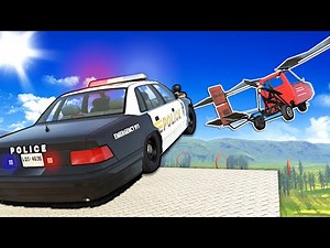 POLICE CAR HITS JUMPS TO CHASE A PLANE! - BeamNG Multiplayer Mod