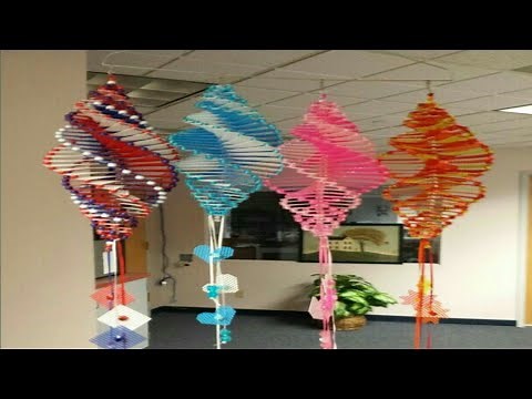handmade beautiful wind spinner made with plastic canvas and beads