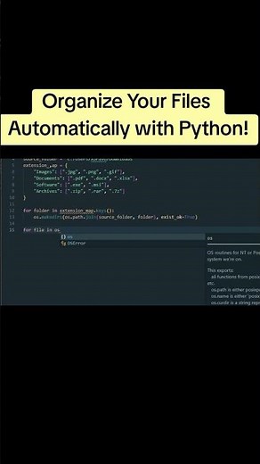 This Python script automatically sorts your files into folders based on their type! #python