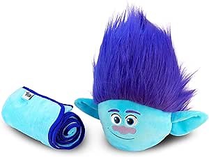 Trolls Armrest Buddy Stuffed Plush Travelling Toy with Blanket 13” - Kids Ultimate Travel Pillow Companion Set (Branch)