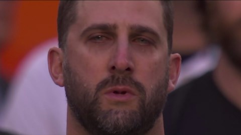 Eagles Coach Nick Sirianni Cries During Super Bowl LVII National Anthem