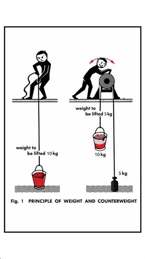 Pulley System Physics | Weight & Counterweight Principle | 10kg ko 5kg se kaise uthaye? 🤯 #shorts