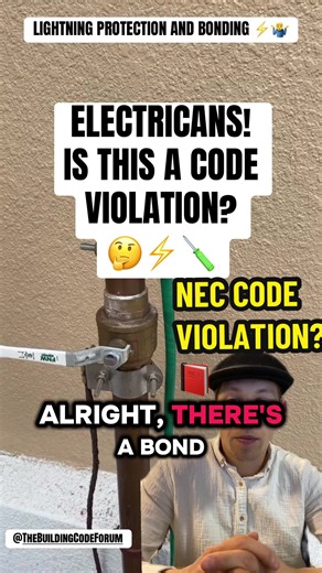 WHEN LIGHTNING PROTECTION GROUNDING AND BONDING COMES TOGETHER! IS THIS CODE COMPLIANT? #ELECTRICALCODE #GROUNDINGANDBONDING #ELECTRICIANLIFE #NEC #TRADESKILLS WHEN LIGHTNING PROTECTION, GROUNDING, AND BONDING COME TOGETHER 👷‍♂️🔥 HERE’S THE QUESTION 👇 THE GROUNDING CONDUCTOR IS WRAPPED WITH GREEN TAPE — 👉 IS THAT REQUIRED BY THE NEC? 👉 OR IS IT JUST A FIELD PRACTICE? IN THIS VIDEO WE BREAK DOWN: ✅ LIGHTNING PROTECTION VS GROUNDING ✅ BONDING REQUIREMENTS ✅ IDENTIFICATION OF GROUNDING CONDUCT