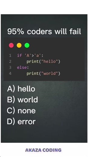 Can you guess this simple if else statement in python? #python #pythonbasics #coding #yt #fyp