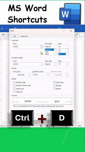 How to Open Font Dialogue box using Keyboard Shortcut Keys in MS Word Document