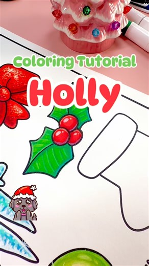 Alexandra Franzese on Instagram: "Tutorial: Holly 🌱 How to color Holly on a coloring page. I would add all of these details if the Holly is a good size on the page. I used colored pencils, gel pens, and markers. The page is a little fuzzy on the line art because I spilled a little water on it but didn’t want to waste the paper. Hope this tutorial helps! Follow for more! #coloring #howtocolor #coloringtutorial #colorwithme #adultcoloring #alexandrafranzese #coloringpage #cozycoloring"