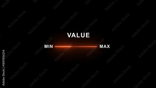 Value range slider showing minimum to maximum scale for adjustment, balance, and optimization concepts.