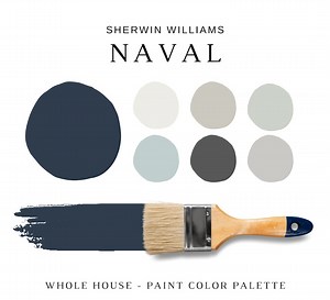 Sherwin Williams NAVAL Color Palette, Modern Interior Paint Palette, SW Naval Blue Whole House Color Palette, Sherwin Williams Dark Blue - Etsy