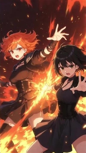 Anime Girl Battle Clash ⚔️ | Orange vs Black Hair Fighters | Epic Power Struggle